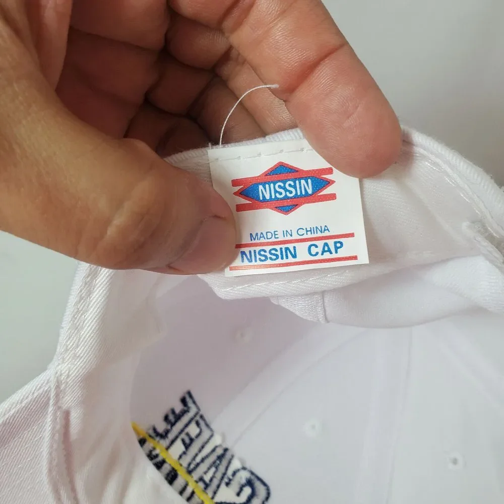 Safe Sun Hat Cap Strapback‎ White One Size Cotton Embroidered Beach Nissin Logo